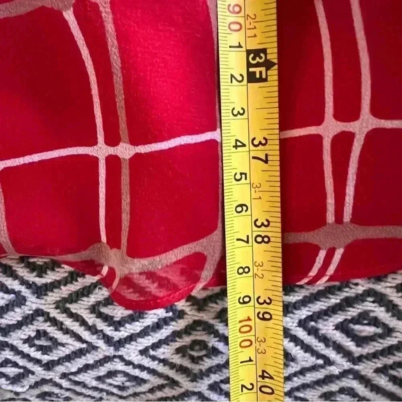 Vtg 90s Ice 100% Silk Red Wavy Plaid Collared Wrap Dress - Size 8 - Picture 7 of 7